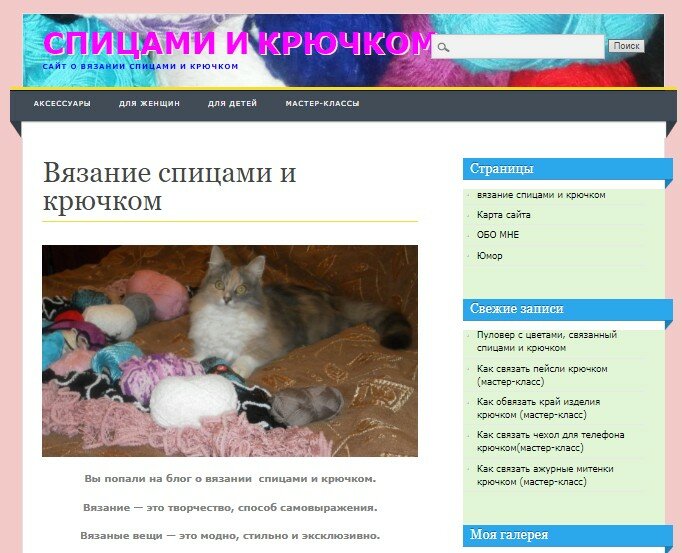 Первый вариант блога Евгении Шкрылёвой - 2012 год. Скриншот главной страницы.